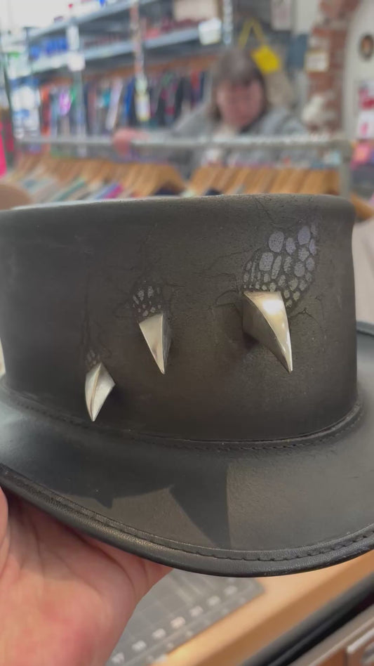 size L black leather dragon claws Evil Within Steampunk Hatter hat