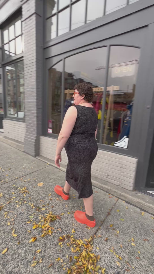 AS IS - Vintage long length sleeveless sparkle dress Kim & Co Size XL cowl neck