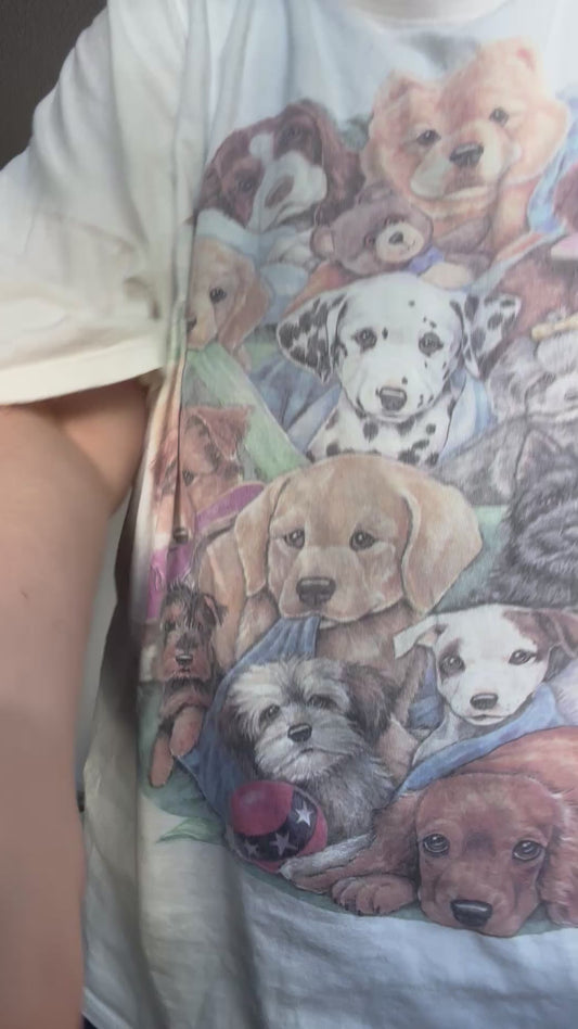 size 3X white with puppies VINTAGE Katz tee