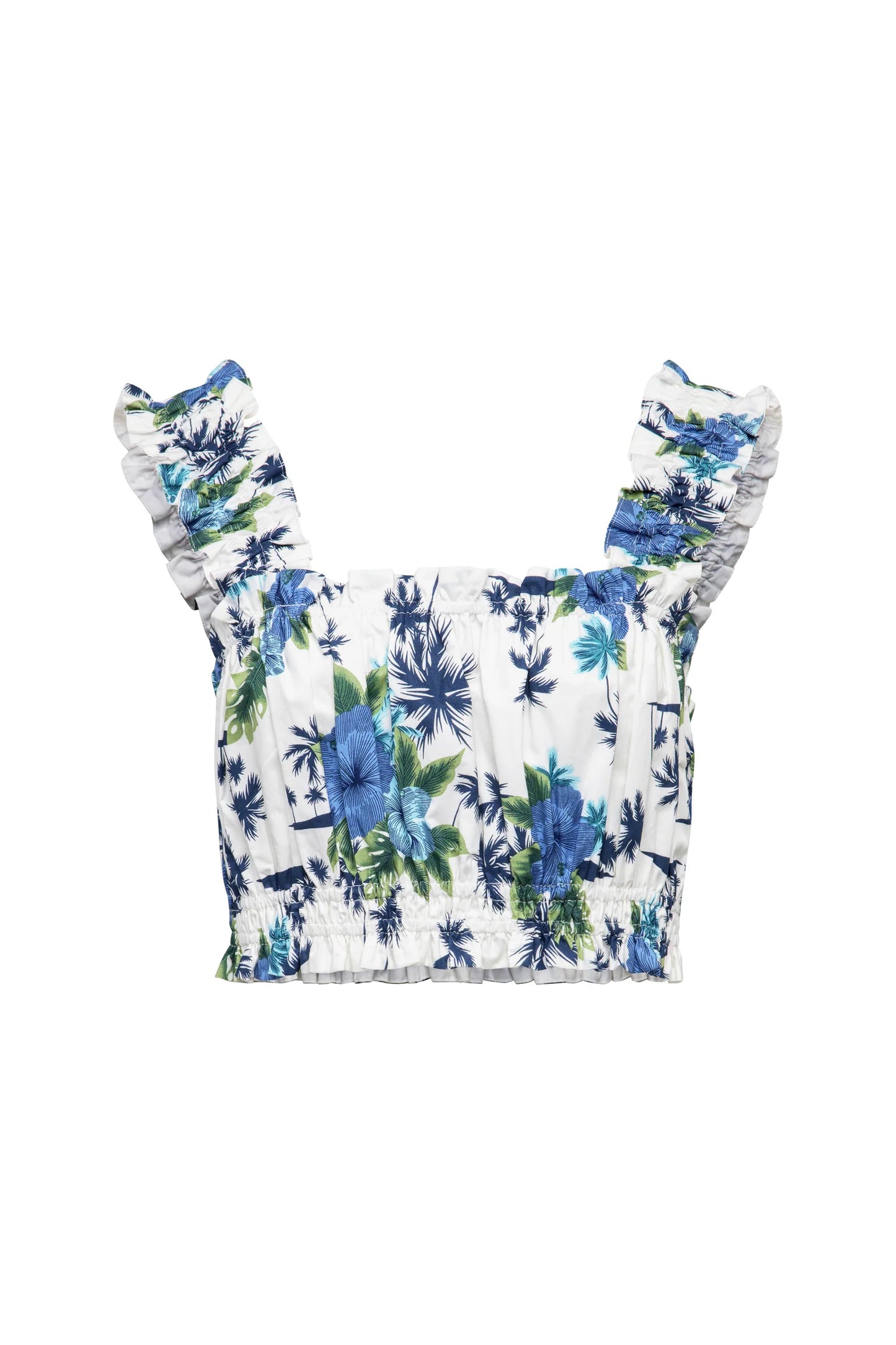 Hilary Macmillan BLUE WHITE RUCHED FLORAL TOP